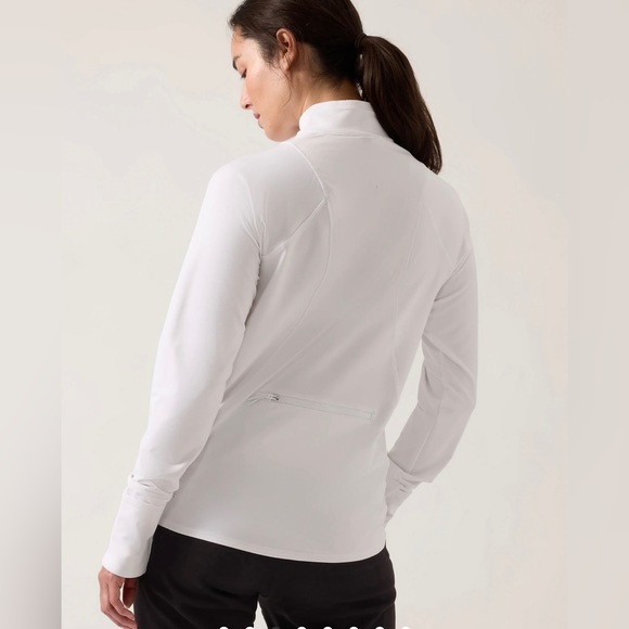 NWT-Athleta White Whistler Half Zip, Small - Picture 3 of 11